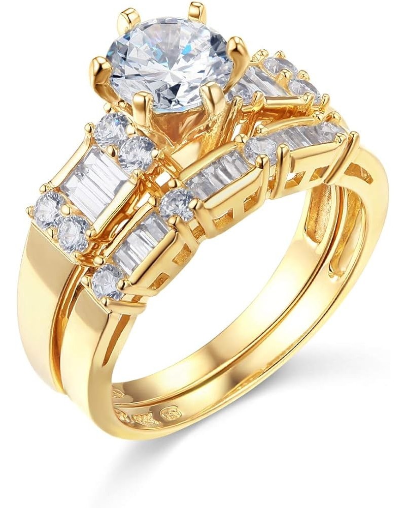 14k Yellow OR White Gold SOLID Wedding Engagement Ring and Wedding Band 2 Piece Set Yellow Gold $182.48 Sets