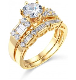 14k Yellow OR White Gold SOLID Wedding Engagement Ring and Wedding Band 2 Piece Set Yellow Gold $182.48 Sets