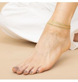 Ankle Bracelets for Women 18K Gold Plated Dainty Layered Paperclip/Cuban/Figaro/Snake/Bead Chain Adjustable Anklets Summer Je...