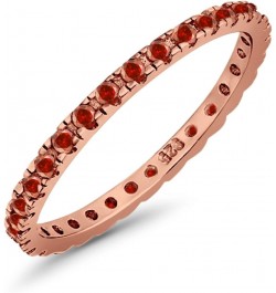 2mm Stackable Band Ring Round Simulated Cubic Zirconia 925 Sterling Silver Rose Tone, Simulated Garnet CZ $10.25 Rings