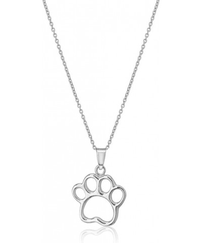 Sterling Silver Jewelry - Rhodium Plated with 925 Stamp - Dog Paw Pendant Necklace Pet Theme - Elegant Handcrafted for Women ...