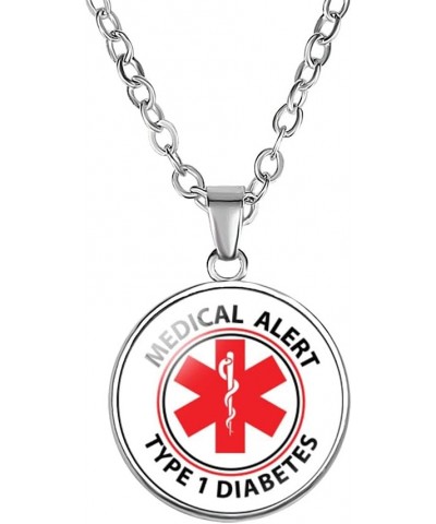 Medical Alert Necklaces for Men Women Type 1/2 Diabetes Diabetic Pendant Necklace Star of Life Caduceus Identification Charms...