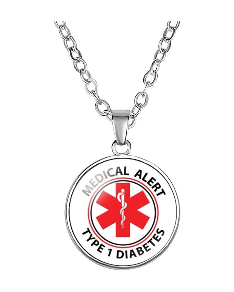 Medical Alert Necklaces for Men Women Type 1/2 Diabetes Diabetic Pendant Necklace Star of Life Caduceus Identification Charms...