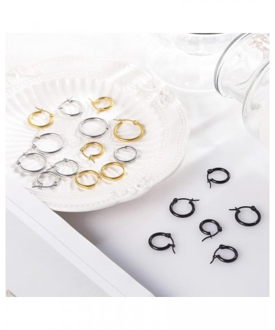 10 Pairs Silver Hoop Earrings Set for Women Surgical Steel Hoop Earrings Lightweight Hypoallergenic Tiny Small Hoops For Girl...