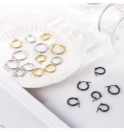 10 Pairs Silver Hoop Earrings Set for Women Surgical Steel Hoop Earrings Lightweight Hypoallergenic Tiny Small Hoops For Girl...