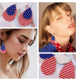 6 Pairs Independence Day 4th of July Earrings for Women,Patriotic Accessories Faux Leather American Flag Teardrop Dangle Drop...