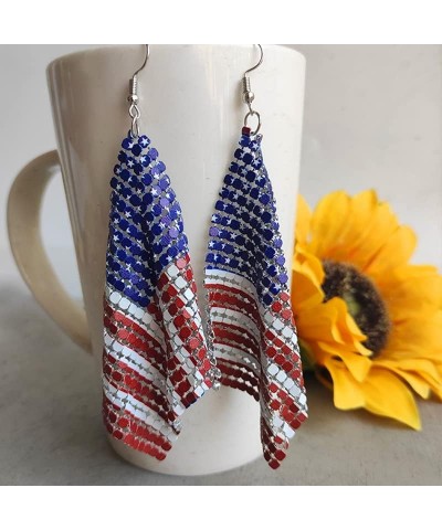 6 Pairs Independence Day 4th of July Earrings for Women,Patriotic Accessories Faux Leather American Flag Teardrop Dangle Drop...