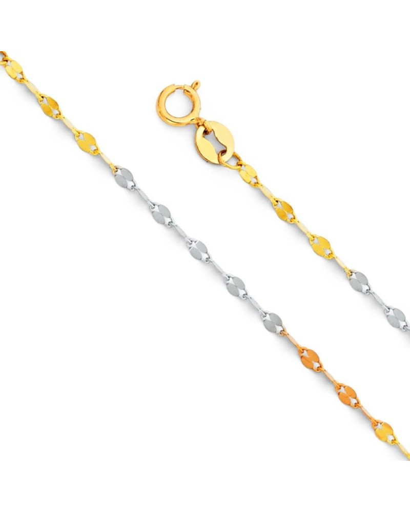 14K White and Yellow Gold Twist Mirror Chain Necklace 22.0 Inches Tri-Color Gold - 1.5mm Width $61.62 Necklaces