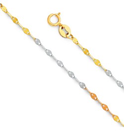 14K White and Yellow Gold Twist Mirror Chain Necklace 22.0 Inches Tri-Color Gold - 1.5mm Width $61.62 Necklaces