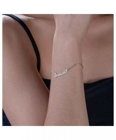 Personalized Ankle Bracelets for Women, Sterling Silver Women Beaded Name Anklets with Cuban Chain Link Custom Bracelets Summ...