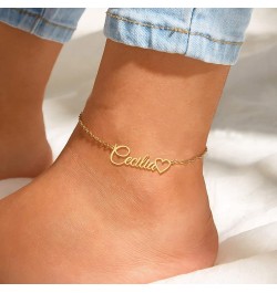 Personalized Ankle Bracelets for Women, Sterling Silver Women Beaded Name Anklets with Cuban Chain Link Custom Bracelets Summ...