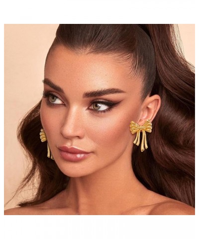 Bow Earrings for Women Gold Bow Dangle Earrings Statement Ribbon Bowknot Drop Earrings Cute Bowtie Earrings Trendy Jewelry Gi...