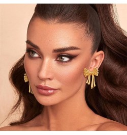 Bow Earrings for Women Gold Bow Dangle Earrings Statement Ribbon Bowknot Drop Earrings Cute Bowtie Earrings Trendy Jewelry Gi...