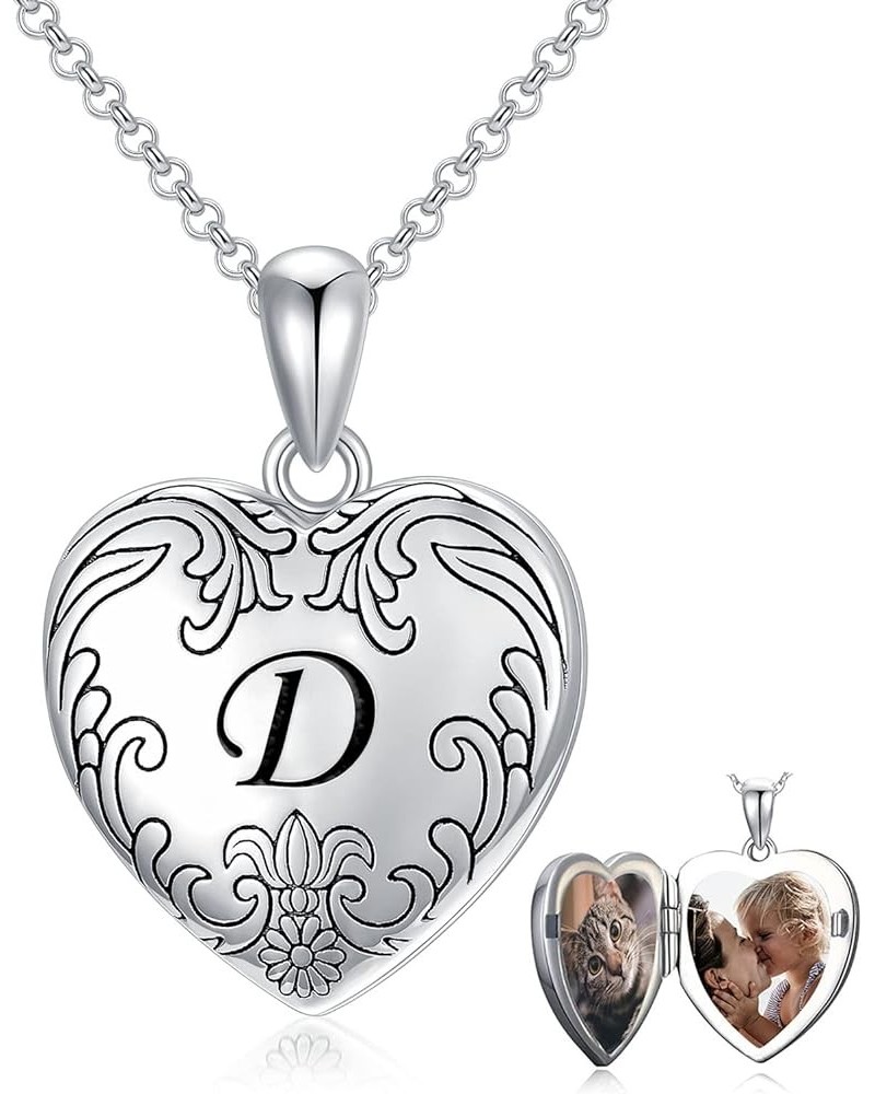 10K 14K 18K Solid White Gold/Plated Gold Locket Cameo Initial Heart Locket Necklace That Holds Pictures Personalized Photo Lo...