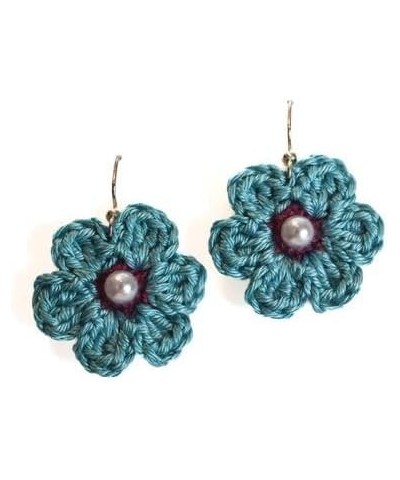 Handmade Flower Crochet Earrings for Women/Girls Gift Blue with Purple $7.79 Earrings