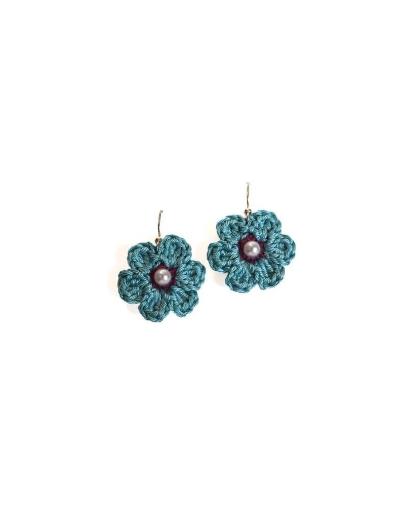 Handmade Flower Crochet Earrings for Women/Girls Gift Blue with Purple $7.79 Earrings