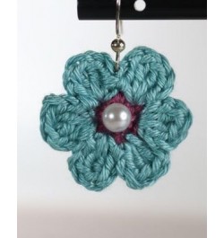 Handmade Flower Crochet Earrings for Women/Girls Gift Blue with Purple $7.79 Earrings