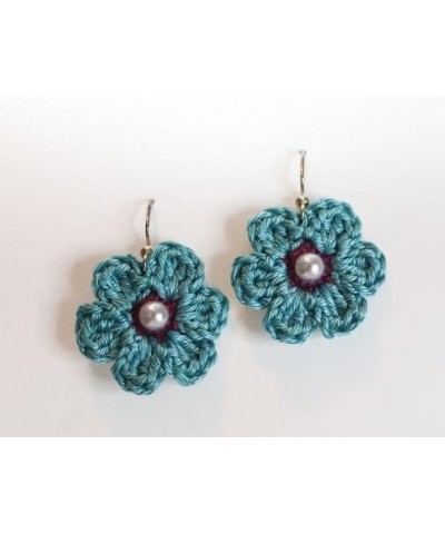 Handmade Flower Crochet Earrings for Women/Girls Gift Blue with Purple $7.79 Earrings