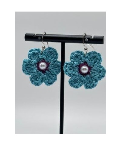 Handmade Flower Crochet Earrings for Women/Girls Gift Blue with Purple $7.79 Earrings