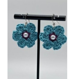 Handmade Flower Crochet Earrings for Women/Girls Gift Blue with Purple $7.79 Earrings