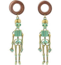 8mm-22mm Verdigris Patina Brass Skeleton Dangle Wood Ear Gauges Piercing Flesh Tunnels Plugs Statement Earrings Brown $10.44 ...