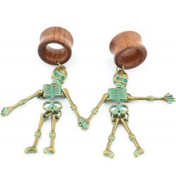 8mm-22mm Verdigris Patina Brass Skeleton Dangle Wood Ear Gauges Piercing Flesh Tunnels Plugs Statement Earrings Brown $10.44 ...