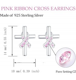 Breast Cancer Awareness Earrings Necklace for Women: Sterling Silver Pink Ribbon Jewelry Strength Gifts for Cancers Survivor ...