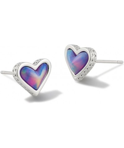 Framed Ari Heart Stud Earrings One Size RHODIUM - LILAC OPALESCENT RESIN $31.20 Earrings