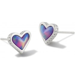 Framed Ari Heart Stud Earrings One Size RHODIUM - LILAC OPALESCENT RESIN $31.20 Earrings