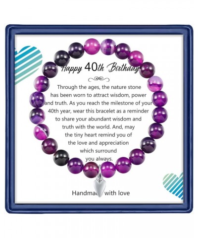 40th Birthday Gifts for Women Men, Amethyst Beads Birthday Bracelet for Woman Truning 40 Years Old Jewelry Gift for Women Men...