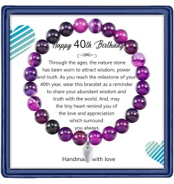 40th Birthday Gifts for Women Men, Amethyst Beads Birthday Bracelet for Woman Truning 40 Years Old Jewelry Gift for Women Men...