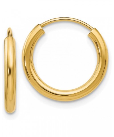 14K Yellow Gold Polished Round Endless 2mm Hoop Earrings (Approximate Measurements 12mm x 12mm) $44.71 Earrings