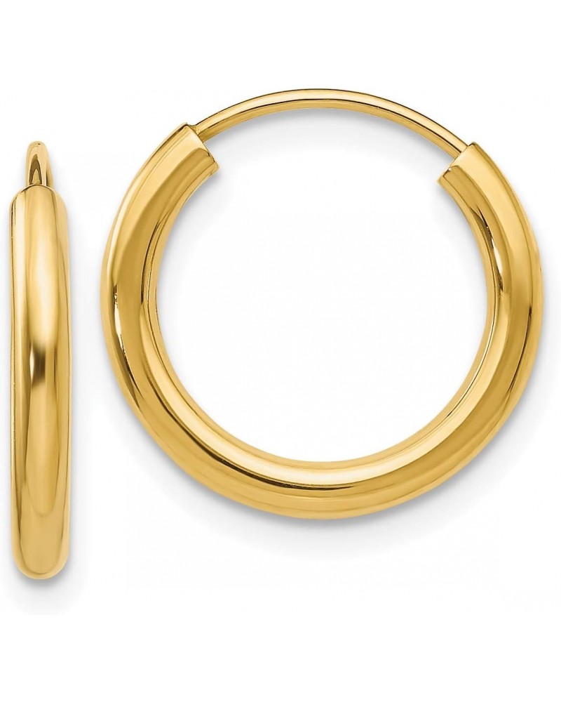 14K Yellow Gold Polished Round Endless 2mm Hoop Earrings (Approximate Measurements 12mm x 12mm) $44.71 Earrings