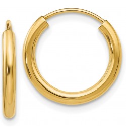 14K Yellow Gold Polished Round Endless 2mm Hoop Earrings (Approximate Measurements 12mm x 12mm) $44.71 Earrings