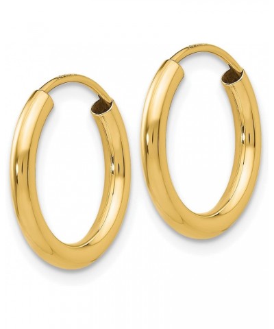 14K Yellow Gold Polished Round Endless 2mm Hoop Earrings (Approximate Measurements 12mm x 12mm) $44.71 Earrings