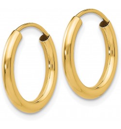 14K Yellow Gold Polished Round Endless 2mm Hoop Earrings (Approximate Measurements 12mm x 12mm) $44.71 Earrings