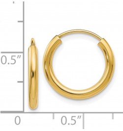 14K Yellow Gold Polished Round Endless 2mm Hoop Earrings (Approximate Measurements 12mm x 12mm) $44.71 Earrings