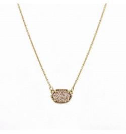 14K Yellow Gold Oval Druzy Necklace Pendant Druzy Necklaces for Women Pendants Light Blue druzy jewelry necklace Druzy Neckla...