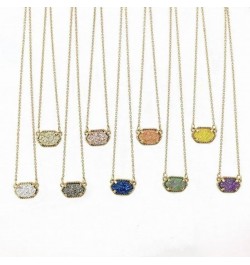 14K Yellow Gold Oval Druzy Necklace Pendant Druzy Necklaces for Women Pendants Light Blue druzy jewelry necklace Druzy Neckla...