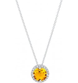 14K 5 MM Round Gemstone & Diamond Ladies Halo Pendant (Silver Chain Included), White Gold Citrine $111.39 Necklaces