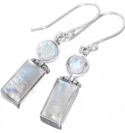 Rectangle Double Moonstone 925 Sterling Silver Earrings, 1 $25.13 Earrings