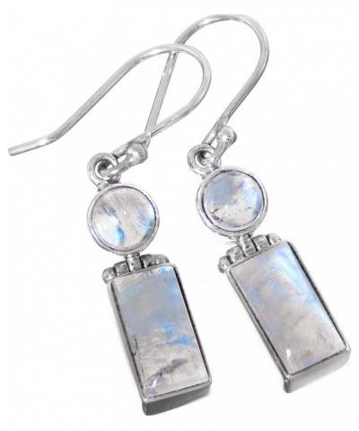 Rectangle Double Moonstone 925 Sterling Silver Earrings, 1 $25.13 Earrings