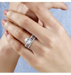 2.8 Ctw Moissanite Pear Shaped Wedding Ring Set for Women White Gold Platinum Plated Silver 3 Pieces Teardrop Bridal Ring Set...