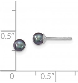 925 Sterling Silver 3-4mm Black FW Cultured Round Pearl Stud Earrings $17.49 Earrings