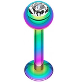 Blackline PVD Gem Ball Steel Labret 16 GA, Length: 8mm, Ball: 3mm, Rainbow/Clear $9.85 Body Jewelry