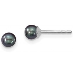 925 Sterling Silver 3-4mm Black FW Cultured Round Pearl Stud Earrings $17.49 Earrings