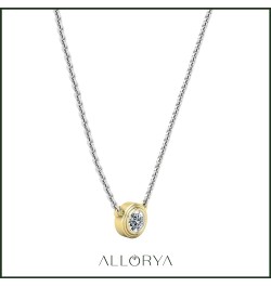 1/4 Carat Round Solitaire Lab Grown White Diamond Bezel Set Pendant Necklace with 18 inch Chain for Women in 10K Gold Silver ...