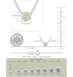 1/4 Carat Round Solitaire Lab Grown White Diamond Bezel Set Pendant Necklace with 18 inch Chain for Women in 10K Gold Silver ...