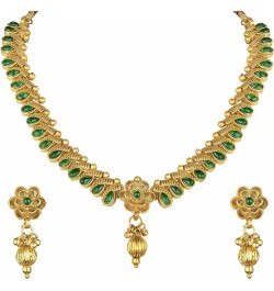 Bollywood Fashion Faux Stone Wedding Necklace Big Earrings Indian Fashion Jewelry Set For Women Green-4 $12.71 Jewelry Sets