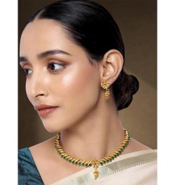 Bollywood Fashion Faux Stone Wedding Necklace Big Earrings Indian Fashion Jewelry Set For Women Green-4 $12.71 Jewelry Sets